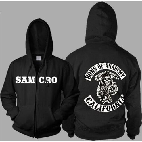 Adult Sons of Anarchy Hoodie TV Black Halloween Cosplay Party Costume Women Men Zipper Jacket Coat Mayans Sweatshirt Clothing