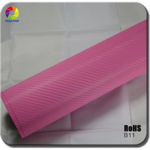 TSAUTOP Size 1.52x 30m 3d carbon film car vinyl wrap pink color b11