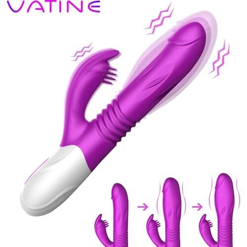 VATINE 10 Speed Dildo Vibrator Double Tongue Licking Sex Toys for Women Erotic G Spot Clitoris Stimulator Telescopic