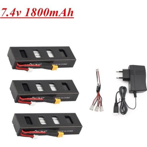 Original Battery For MJX R/C Bugs 3 RC Quadcopter Drone Spare Parts 7.4V 1800mah 25C Li-po Battery Charger Set