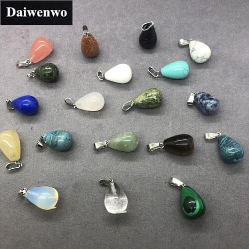 Natural Stone Water Drop Pendant DIY for Earring Necklace Rubyzoisite Poppy