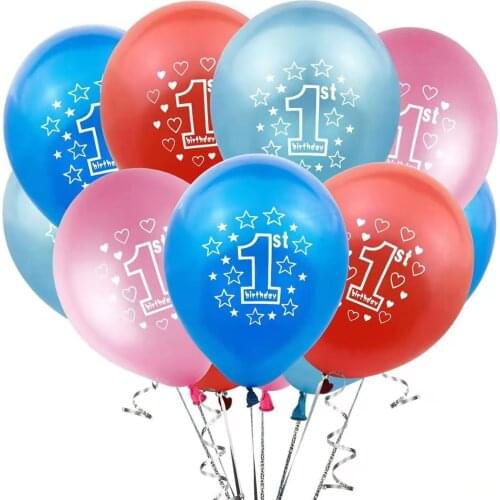 10pcs12 inch childrens first birthday holiday party baby shower digital latex balloon decoration supplies