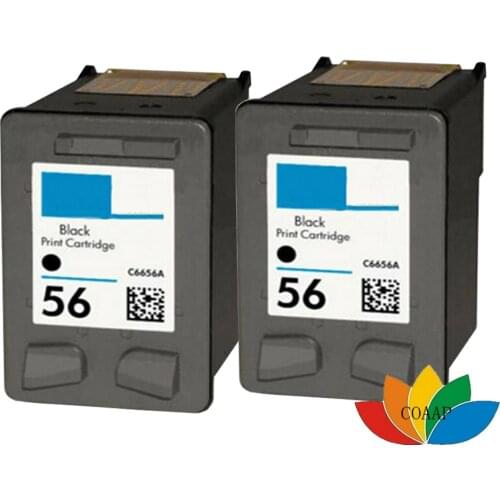 2 Pack Refilled hp56 C6656A Black Ink Cartridges for HP 450 5150 5550 5650 9650 1315 1350 2110 2175 2210 2410 printer