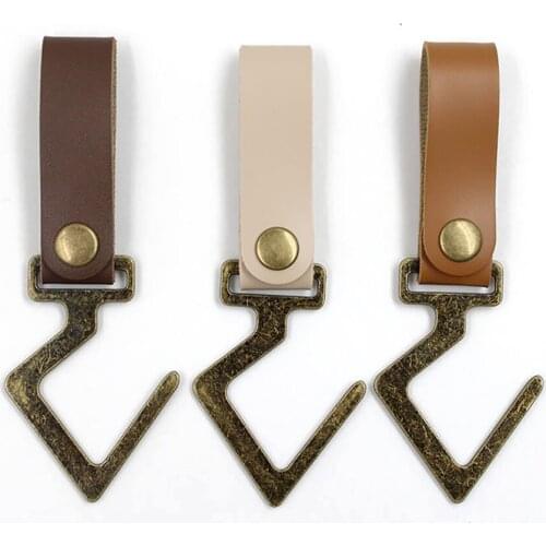 4pc Outdoor Camping Leather Hook S Type Kitchenware Finishing Hook Kitchen Pot Pan Hanger Clothes Storage Rack Tool KitchenTool