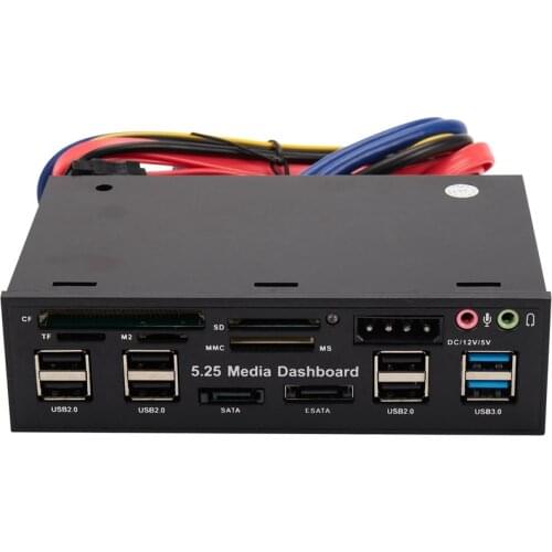 5.25 Inch Usb 3.0 Front Panel Pc Usb 3.0/2.0 Hub E-Sata Sata Audio Multi Card Reader for Computer Case Optical Drives Bay