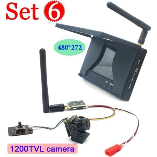 5.8G 48CH 4.3 Inch LCD 480x272 FPV Monitor Build-in Battery with 5.8g 600mW fpv Transmitter Lancher and CMOS 1200TVL fpv Camera