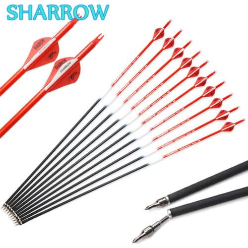 6/12pcs 30" Archery Carbon Arrows Spine 500 Carbon Hunting Carbon Arrows Replaceable Broadhead For Hunting Shooting Accessories