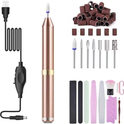 Portable Electric Nail Drill Machine, Professional 20000RPM USB Manicure Pedicure Drills for Polishing Tools with Nail Drill Kit