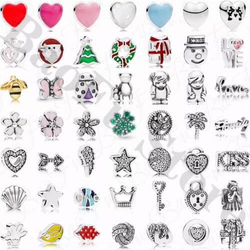 Authentic 100% 925 Sterling Silver Charm Accessories Pentagram Wings Love Christmas Gift Suitable For DIY Floating Pendant Box