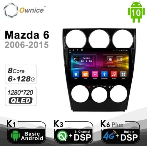 6G+128G QLED Android 10.0 Car DVD Multimedia Headunit Player for Mazda 6 2006 - 2015 GPS navigation 4GLTE SPDIF Optical BT 5.0