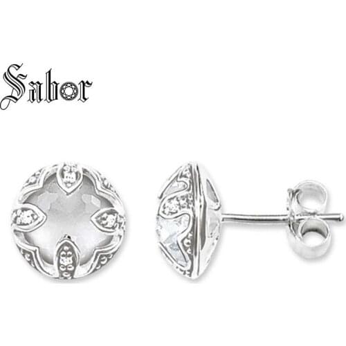 White Lotus Stud Earrings 2020 New Zirconia Crystal Fashion Jewelry silver color party Gift For Women Lover thomas