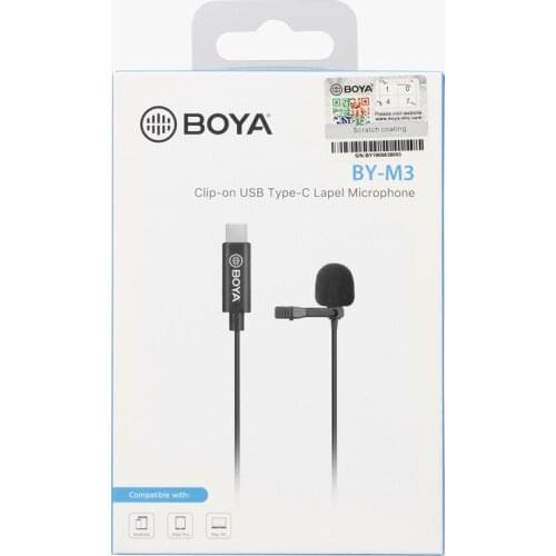 BOYA BY-M3 Phone Digital Lavalier Microphone for iPad Pro Mac PC HUAWEI OPPO VIVO Xiaomi Redmi 8 Android Type-C Smartphone Vlog