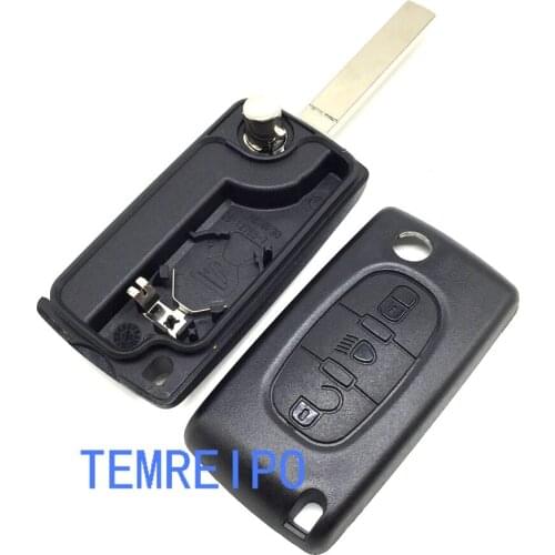 Car Flip Key Shell Case 3 Buttons Remote Key Blank Cover For Peugeot 307 With Light Button (Blade without groove)