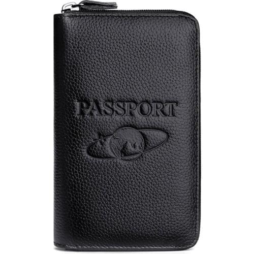 2021 RFID Genuine Leather Passport Cover Credit Card ID Holder Men Passport Case Travel Unisex Travel Wallet Case