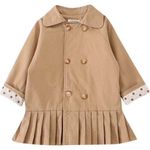 Girls Kids Dress Autumn Long Sleeve Turn-down Collar Pleated Children Dresses New Fashion Clothes