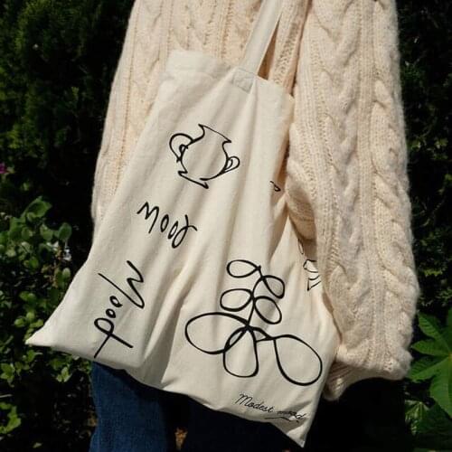 Women Canvas Tote Shoulder Bag Korea INS Cartoon Graffiti Printing Cotton Cloth Large Shopper Bag Female Handbags Beach Book Bag
