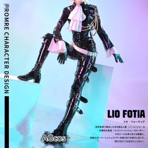 AGCOS PROMARE Lio Fotia Cosplay Costume Woman Sexy Leather Jacket Suit PROMARE Cosplay Costumes Top+Pants