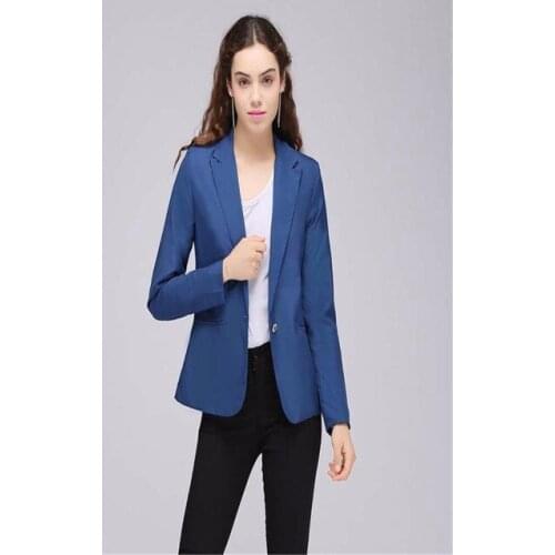 Elegant 2 Pieces Womens Blue Jacket Black Pants Business Formal Suits Female Slim Fit Office Lady Wear Suits Terno Feminino
