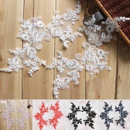 Ivory/ Pink/ Navy Delicate Wedding Veil Head Ornaments Lace Applique Trim DIY Lace Accessories for Dress Sewing 4Pcs/lot