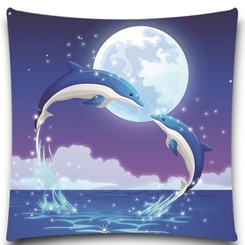Dolphin mother and her child square Pillow Case Home 2D Printing Brief Style 5 size 9 style for sofa car bedroom