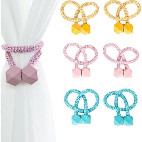 Magnetic Curtain Tiebacks Curtain Clip Tieback Decoration Cube Hanging Ball Curtain Holder Rope Straps Holdbacks Accessories