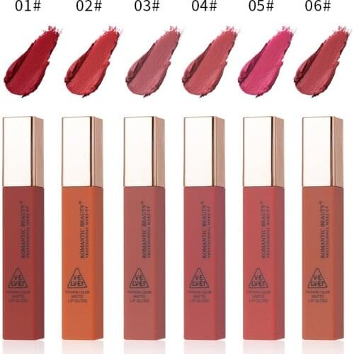 Matte Lip Gloss Square Tube Non-stick Cup Easy Anti-fading Silk Mist Moisture Long-lasting Waterproof Beauty Make Up