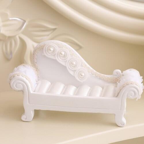White Mini Sofa Rings Display Stand Jewelry Store Showcase Holder Organizer