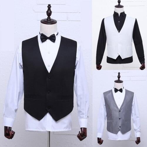 Fashion 2019 Simple New Mens Clothing Mens Vest Hip Hop Bright Tablets Black White Grey Stage Performance Men Waistcoat Vests M