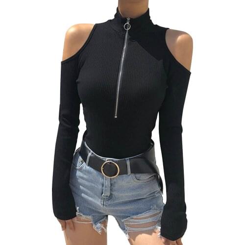 Fashion Womens Knitted Jumpsuit Sweater Tops Ladies Spring Autumn Long Sleeve Pullover Zipper Design Turtleneck Ropa Mujer 2021