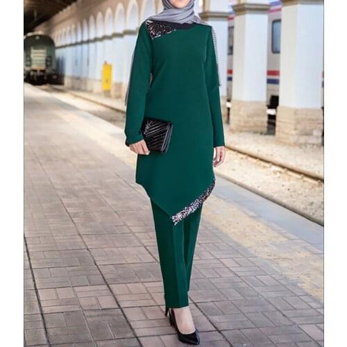 Muslim Women Four Seasons Formal Wear Dress Splicing Two Piece Hui Banquet Arab Dubai Middle East 2021 New Summer
