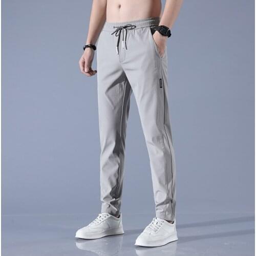 2021 Brand New Spring Summer Mens Casual Pants Slim Pant Straight Thin Trousers Male Fashion Stretch Khaki Jogging Trousers men