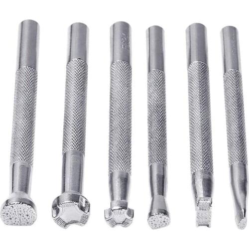 Hot 6Pcs Leather Stamping Tools Leather Working Saddle Making Stamps Set Special Shape Stamp Punch Set Leather Craft Tools