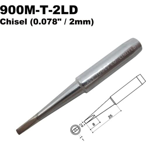 Soldering Tip 900M-T-2LD Chisel 2mm for Hakko 936 907 Milwaukee M12SI-0 Radio Shack 64-053 Yihua 936 X-Tronics 3020 Iron Bit