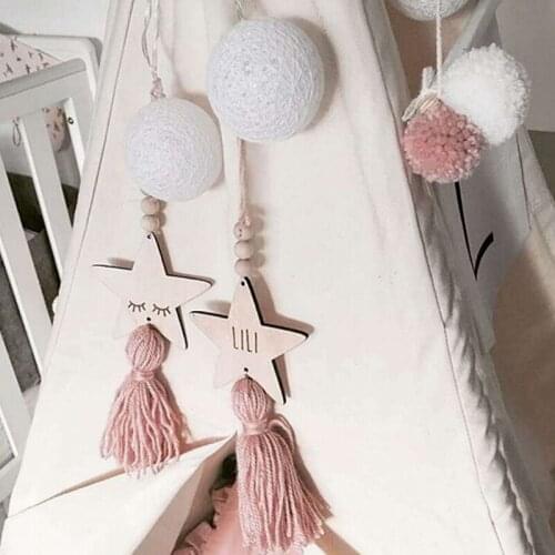 Wall Hanging Ornament Nordic Style Kids Decoration Cute Star Wooden Beads Tassel Pendant For Home Party Wedding Decoration