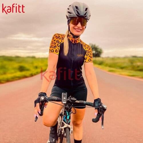 Kafeet New Ladies Outdoor Sportswear Short-sleeved Breathable Casual Wear Cycling Clothes Sexy Fashion Leopard Print Jumpsuit