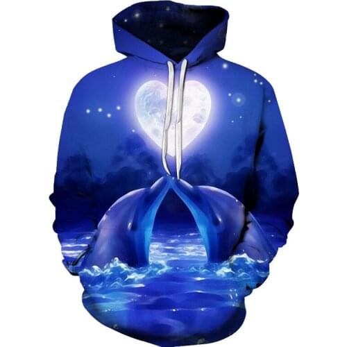 2021 New 3D Printed Dolphin love Hoodies Men Women Children Long Sleeve Sweatshirt Coat Cool Fashion Streetwear Pullover Tops