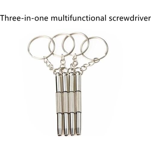 New 3 in 1 Hand Tool Screwdriver Glasses / Mobile Phone / Watch Screwdriver Repair Kit with Keychain