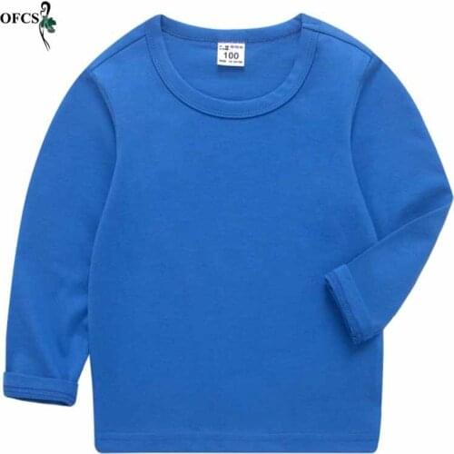 Boy Girls Fashion Cotton T Shirt Tops Child Solid Long Sleeve T-shirt Kids Baby Boys For Children Clothing Retail 24M-12 Years