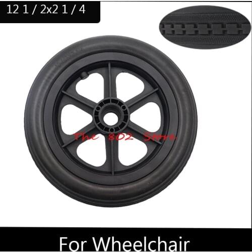 Original 12 1 / 2x2 1 / 4 PU Tire 12 inch Solid Wheel Wheelchair Parts wheel Inflation Free Wheel Manual Wheelchair Rear Wheel