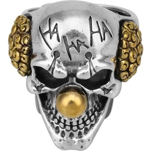 Megin D Silver Plated Joker Evil Eyes Monster Vintage Boho Hip Hop Punk Rings for Men Women Couple Friends Gift Fashion Jewelry