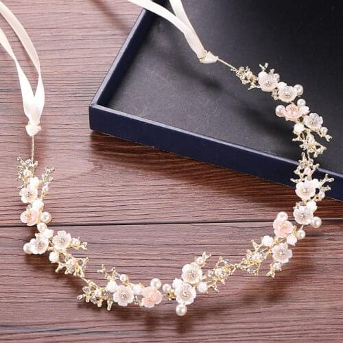 Bridal Flower Wedding Headband Hair Jewelry Bride Headband Gold Hairband Tiaras Women Wedding Headbands Flower Headpieces