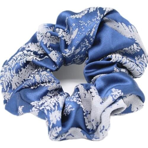 Satin floral Hair Scrunchie Elastic Hair Bands Women Girls Headwear Ponytail Holder Hair Accessories