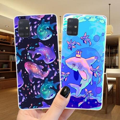 Cosmic Whale Shark Silicone Phone Case Cover For Samsung A51 A71 A21S A01 A11 A31 A41 A10 A20 A30 A40 A50 A70 A7 A9 A6 A8 Plus