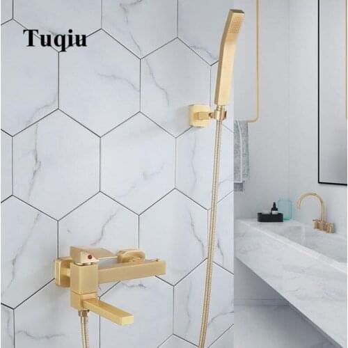 New total Brass brush gold finished Wall Mounted single lever bathroom shower Mixer Set Water Tap torneira chuveiro ducha