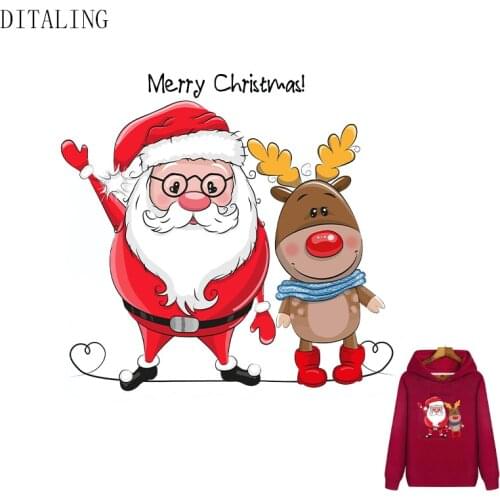 Santa Claus Thermo Patches On Clothes Christmas Patch DIY T-Shirts Gift Washable Heat Transfer Stickers Custom Ironing Sticker