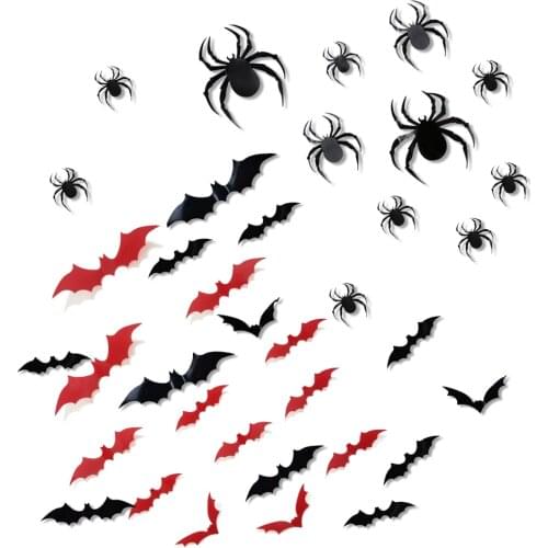 Halloween Decoration 3D Black PVC Bat spider Halloween Party DIY Decor Wall Sticker Bar Room Halloween Party Scary Decos Props