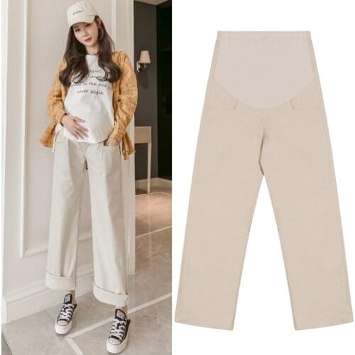 2020 Spring Maternity Wide-legged Trousers Plus Size Pregnant Women Belly Pants Good Quality Long Loose Empired Cotton Bootcut