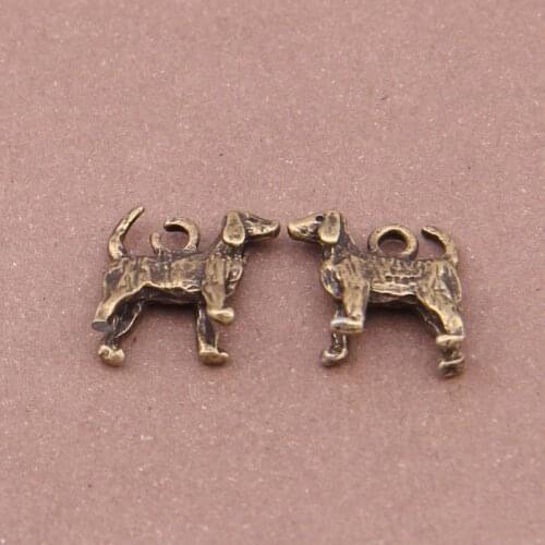 Daisies 100pcs/lot 14mmx15mm Vintage Bronze Cute Animal Labrador Dog Charms Fit for Pendant European Style DIY Jewelry Findings
