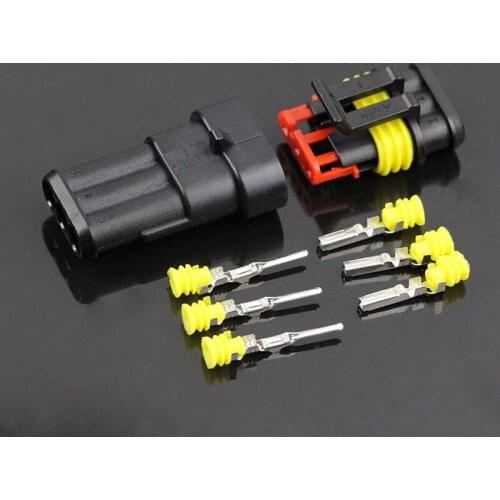 10 Set 3 Pin Waterproof Automotive Connector AMP Cable Wire Socket for Car HID Connector