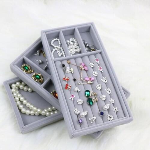 High Quality Velvet Jewelry Display Tray Ring Earring Box Tray Bracelet Holder Necklace Display Jewelry Storage Organizer